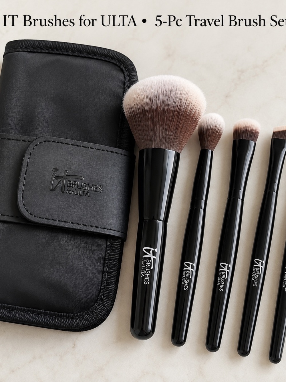 it cosmetics 5-Pc Black Travel Makeup Brush Set with Soft Ombre Bristles